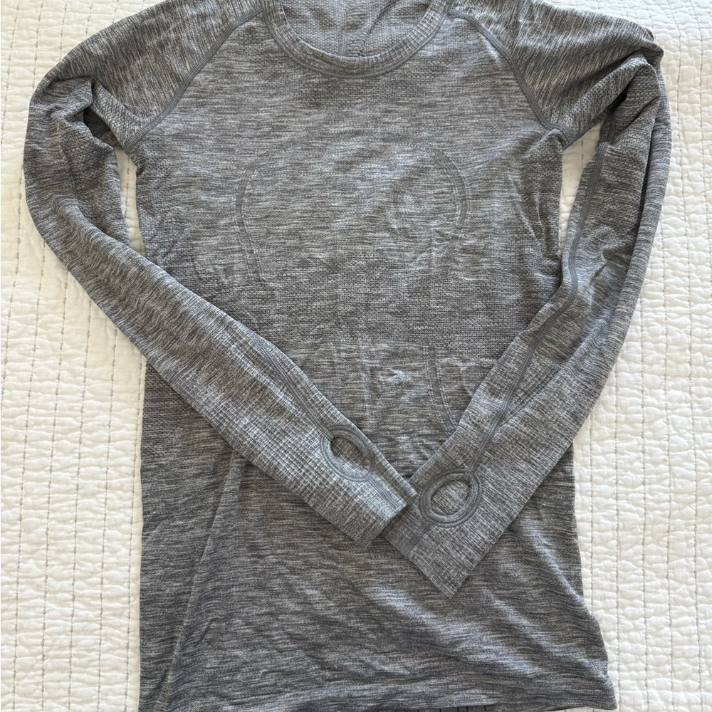 Gray Long Sleeve Athletic Top